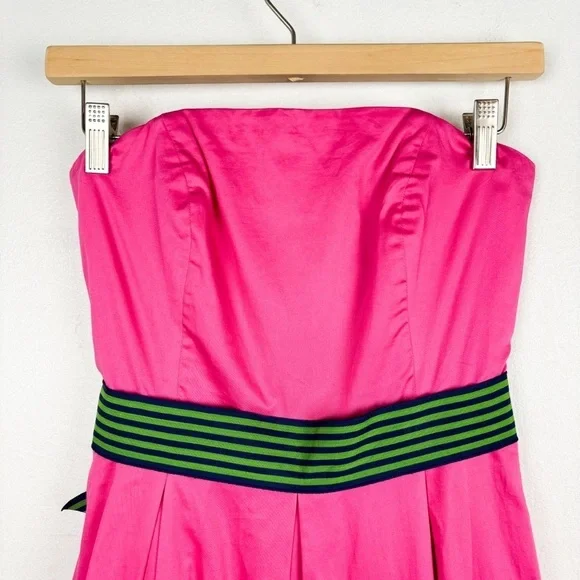 Vintage Lilly Pulitzer Hot Pink Belted Strapless Dress Sz 0 - Picture 3 of 11